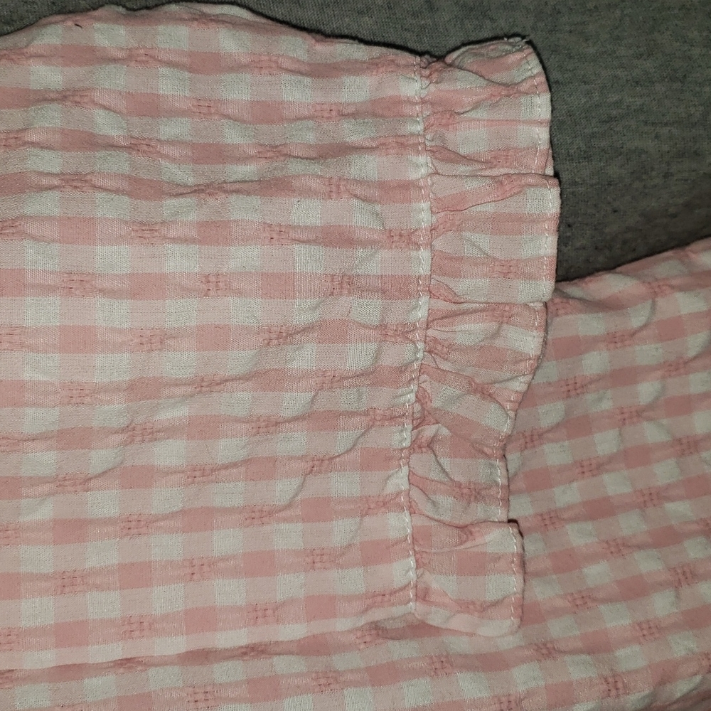 denim & company pink and white plaid shirt, women's L - Picture 4 of 6